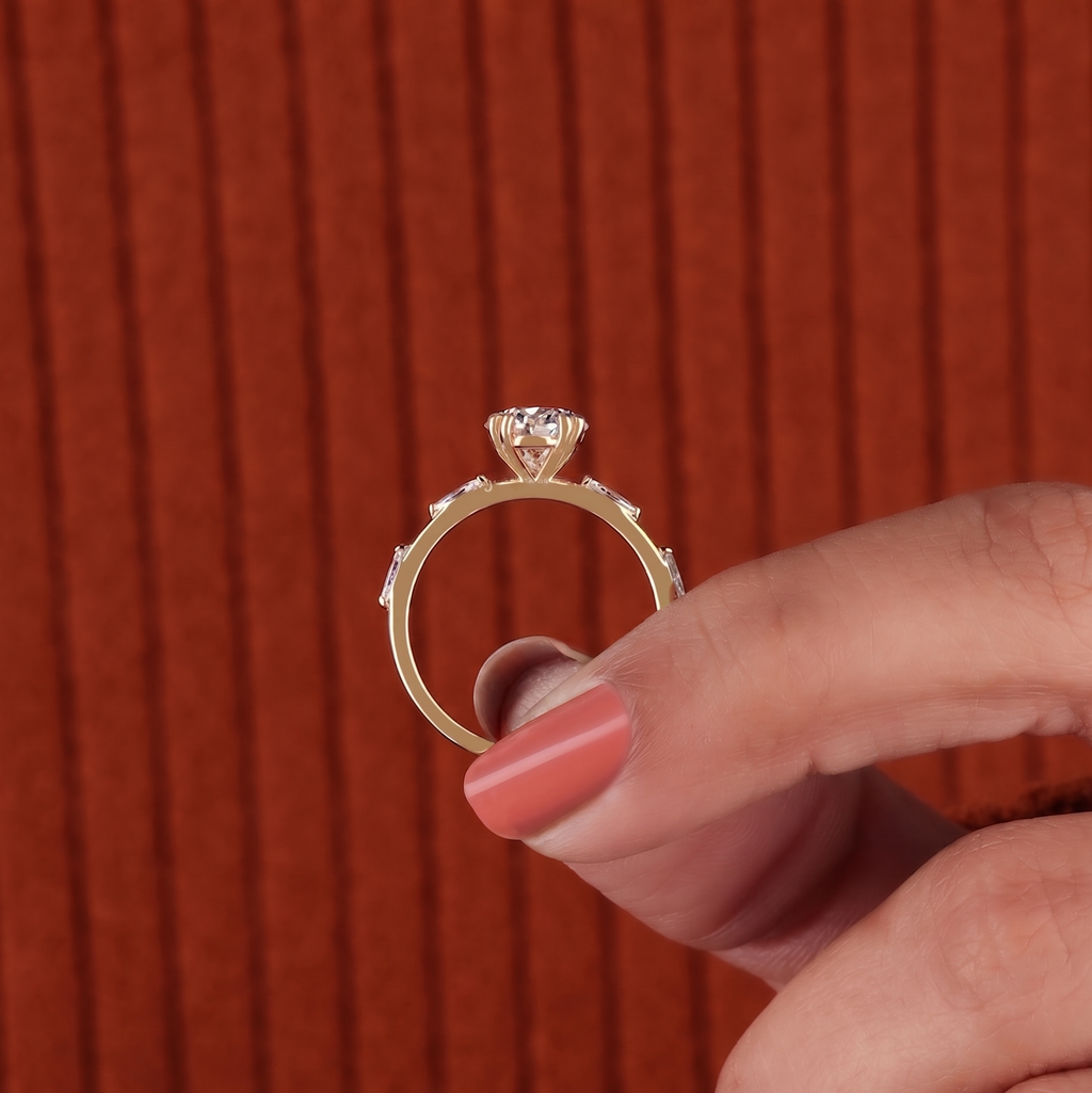 3 Ct Oval And Marquise Cut Lab Grown Diamond Engagement Ring, Side Marquise Diamonds Wedding 5 Stone Anniversary Ring