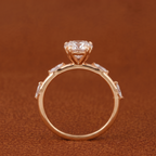 3 Ct Oval And Marquise Cut Lab Grown Diamond Engagement Ring, Side Marquise Diamonds Wedding 5 Stone Anniversary Ring