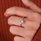 3 Ct Oval And Marquise Cut Lab Grown Diamond Engagement Ring, Side Marquise Diamonds Wedding 5 Stone Anniversary Ring