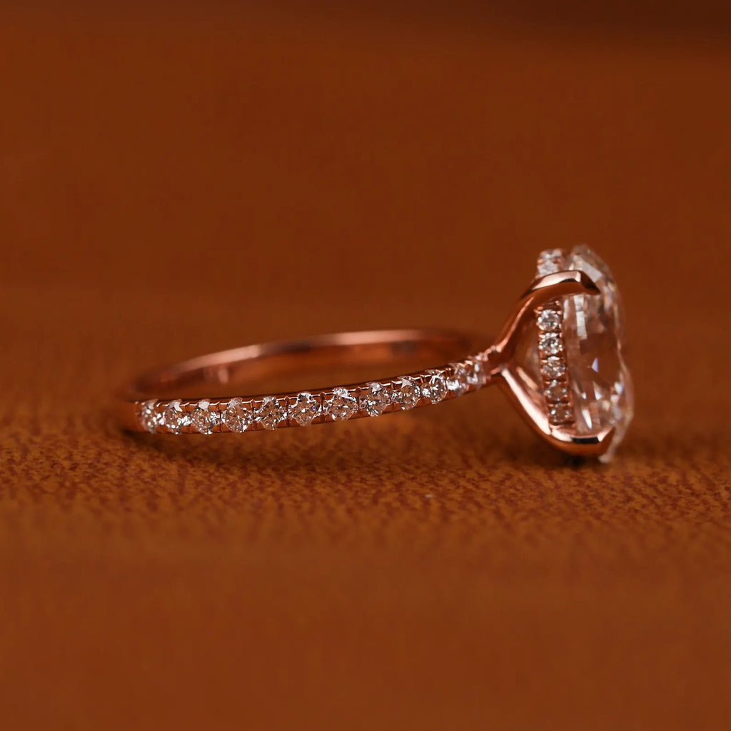 3.18 Carat Oval Lab Grown Diamond Engagement Ring: Hidden Halo, Certified Diamond Ring