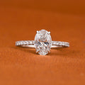 1.5 CTW Oval Lab Grown Diamond Engagement Ring: Solid Gold Pave Band