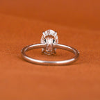 1.5 CTW Oval Lab Grown Diamond Engagement Ring: Solid Gold Pave Band