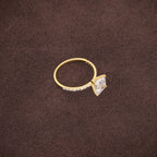Princess Cut Lab Grown Diamond Engagement Ring, Solid Gold Solitaire Ring, Pave Band Jeweler