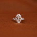 Certified Lab Grown Oval Diamond Engagement Ring: Split Shank Pave Band