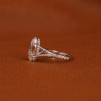 Certified Lab Grown Oval Diamond Engagement Ring: Split Shank Pave Band