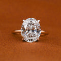3 CT Oval Lab Grown Diamond Engagement Ring: Hidden Halo, Two-Tone Solid Gold