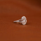 Certified Lab Grown Oval Diamond Engagement Ring: Split Shank Pave Band
