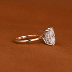 3 CT Oval Lab Grown Diamond Engagement Ring: Hidden Halo, Two-Tone Solid Gold