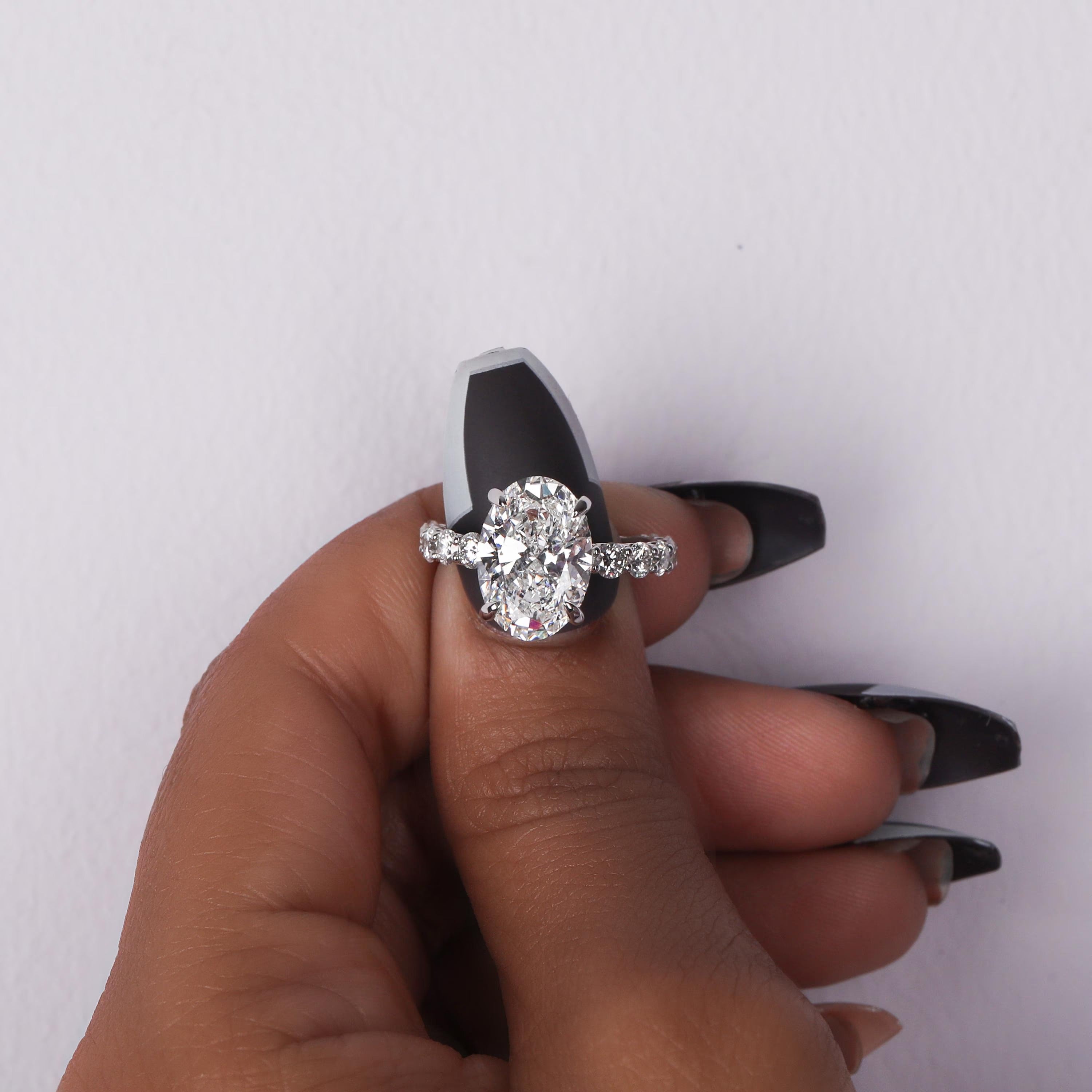 Oval Lab Grown Diamond Engagement Ring: Hidden Halo Certified Rings