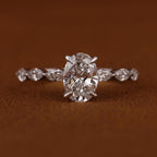 2.50 Carat Oval Certified  Lab Grown Diamond Engagement Side Stones Marquise Ring