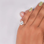 3 CT Oval Lab Grown Diamond Engagement Ring: Hidden Halo, Two-Tone Solid Gold