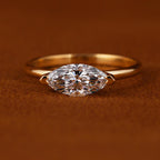 Marquise Lab Diamond Solitaire Ring_ Solid Gold East-west Setting Ring