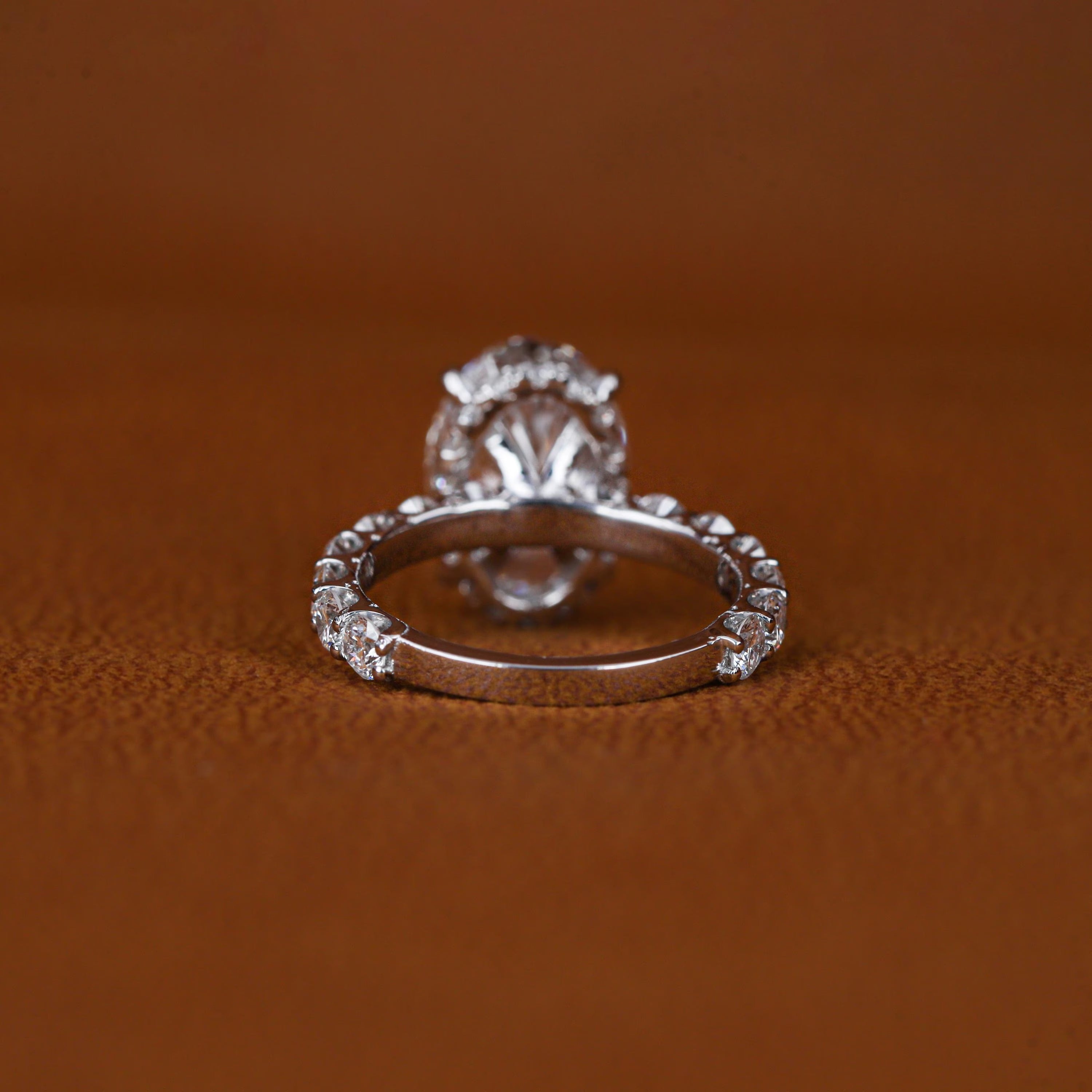 Oval Lab Grown Diamond Engagement Ring: Hidden Halo Certified Rings