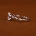 2.50 Carat Oval Certified  Lab Grown Diamond Engagement Side Stones Marquise Ring