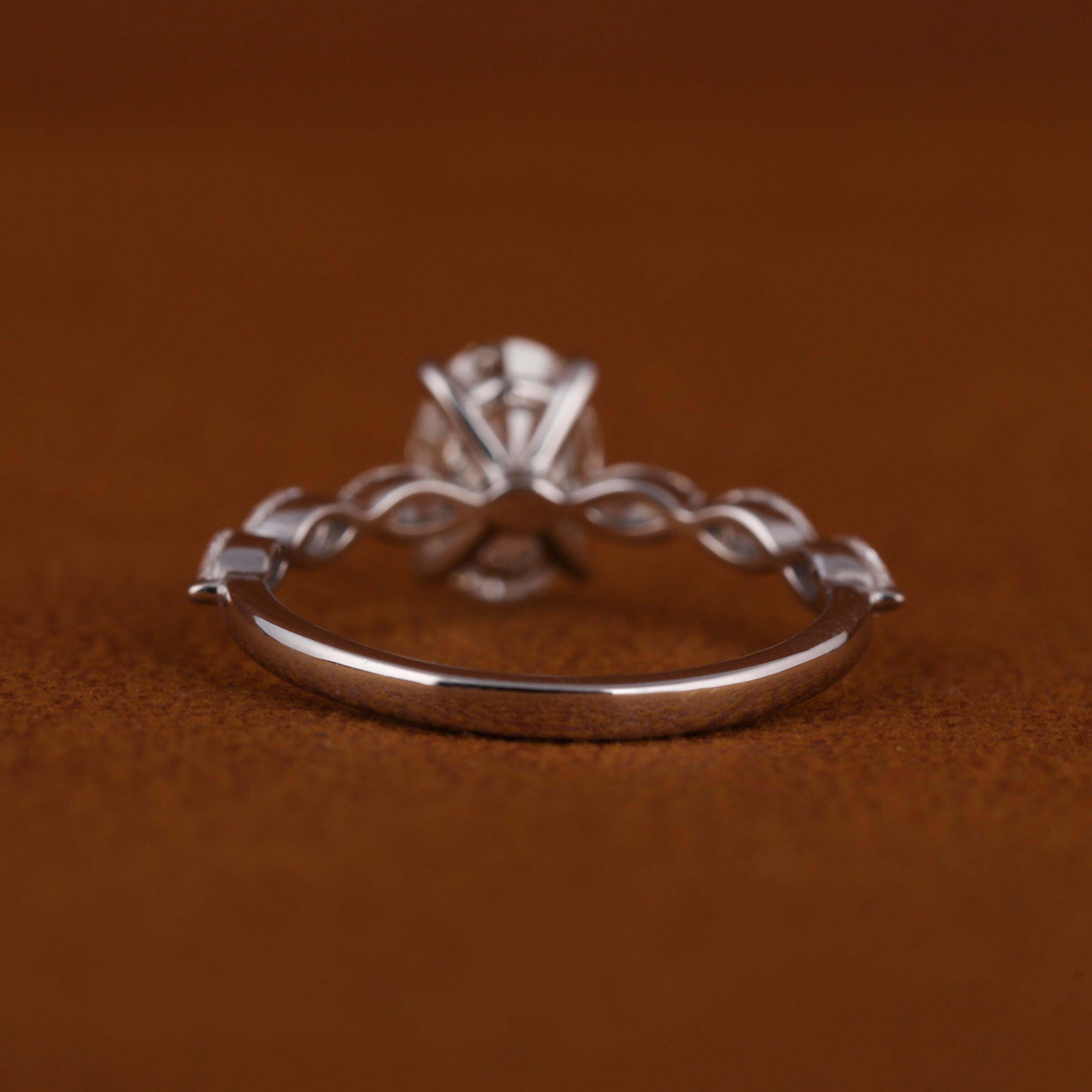 2.50 Carat Oval Certified  Lab Grown Diamond Engagement Side Stones Marquise Ring