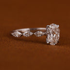 2.50 Carat Oval Certified  Lab Grown Diamond Engagement Side Stones Marquise Ring