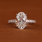 Certified Oval Lab Grown Diamond Engagement Ring: Hidden Halo Pave Band