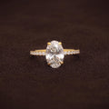 1-5CT Oval Cut Lab Grown Diamond Engagement Ring 14K Solid Gold Pave Anniversary Rings