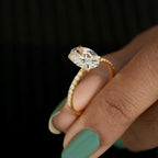 1-5CT Oval Cut Lab Grown Diamond Engagement Ring 14K Solid Gold Pave Anniversary Rings
