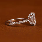 Certified Oval Lab Grown Diamond Engagement Ring: Hidden Halo Pave Band