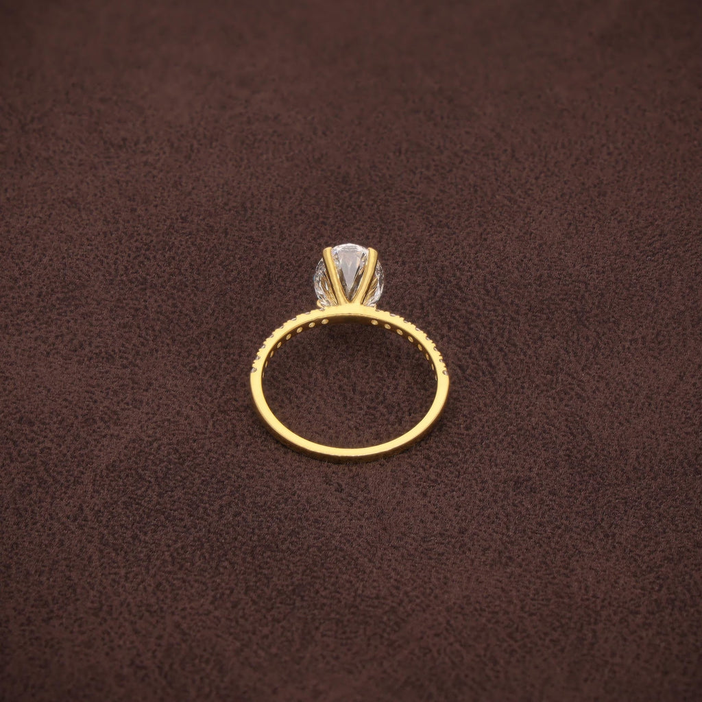 1-5CT Oval Cut Lab Grown Diamond Engagement Ring 14K Solid Gold Pave Anniversary Rings