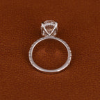 Certified Oval Lab Grown Diamond Engagement Ring: Hidden Halo Pave Band