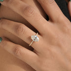 1-5CT Oval Cut Lab Grown Diamond Engagement Ring 14K Solid Gold Pave Anniversary Rings