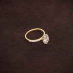 1-5CT Oval Cut Lab Grown Diamond Engagement Ring 14K Solid Gold Pave Anniversary Rings