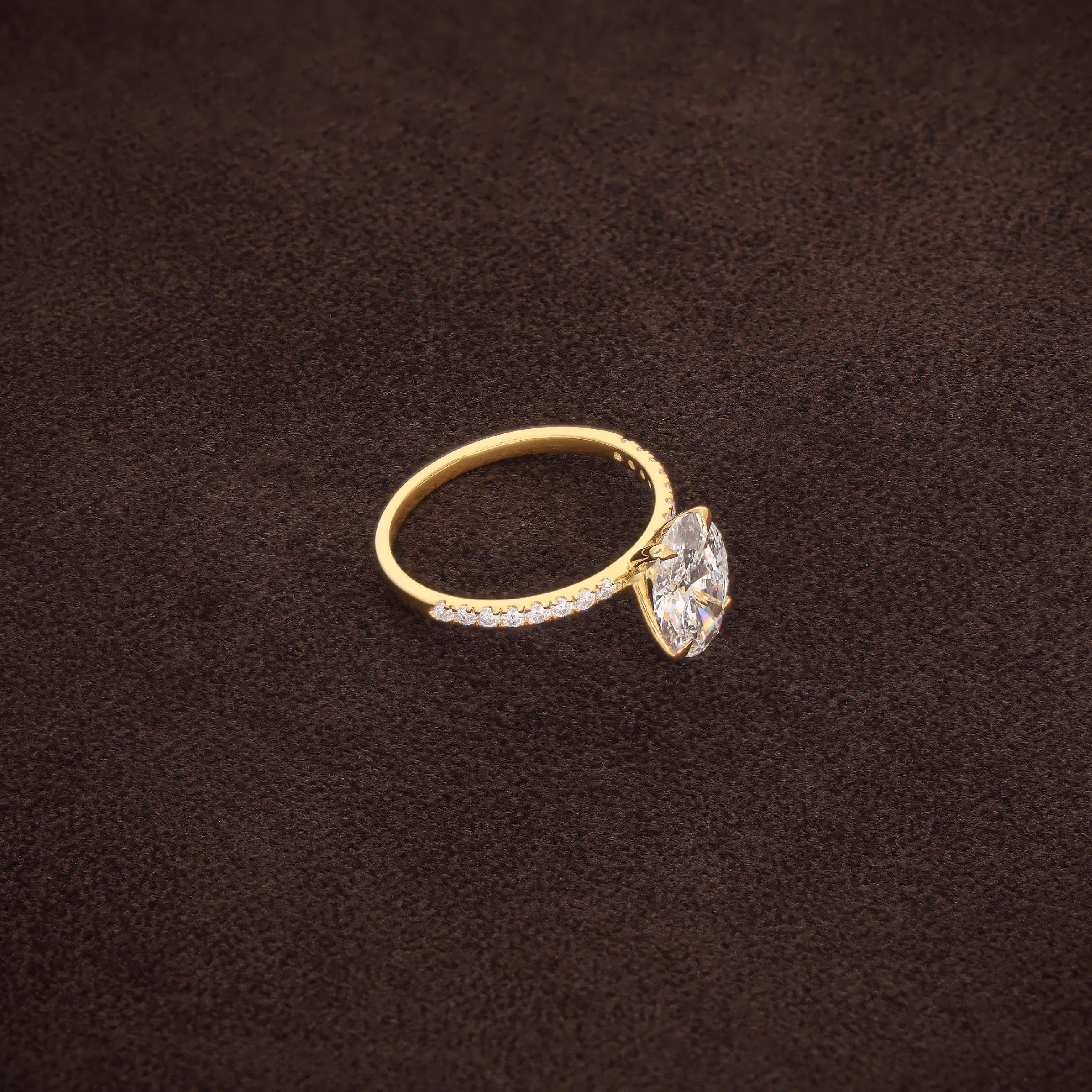 1-5CT Oval Cut Lab Grown Diamond Engagement Ring 14K Solid Gold Pave Anniversary Rings