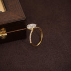 1-5CT Oval Cut Lab Grown Diamond Engagement Ring 14K Solid Gold Pave Anniversary Rings