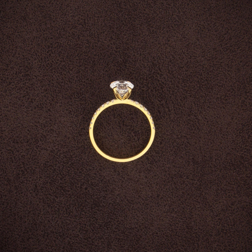 1-5CT Oval Cut Lab Grown Diamond Engagement Ring 14K Solid Gold Pave Anniversary Rings