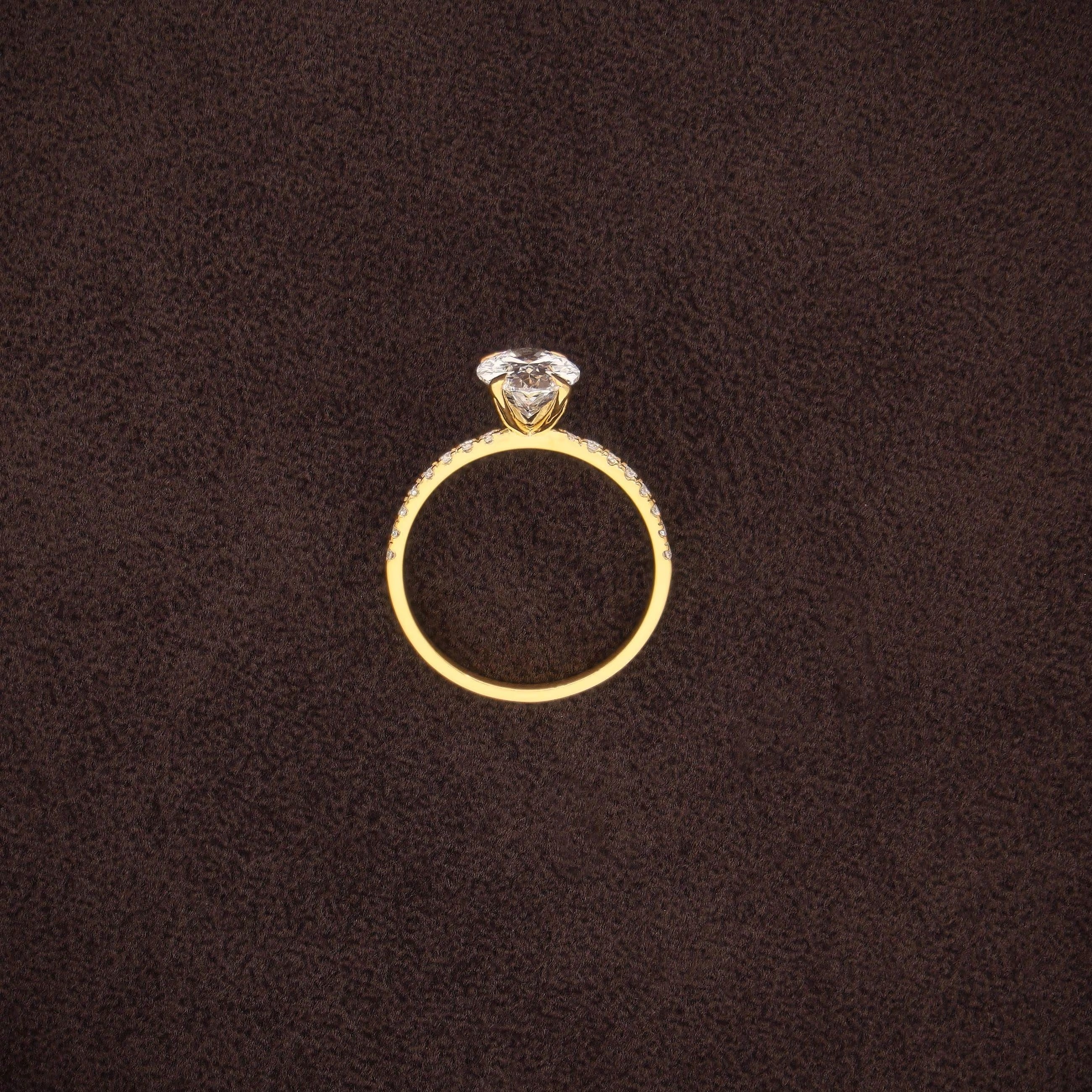 1-5CT Oval Cut Lab Grown Diamond Engagement Ring 14K Solid Gold Pave Anniversary Rings