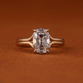 Floating Split Shank Old Mine Cut Elongated Cushion Lab Diamond Engagement Half Bezel Ring