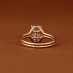 Floating Split Shank Old Mine Cut Elongated Cushion Lab Diamond Engagement Half Bezel Ring