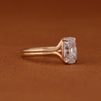 Floating Split Shank Old Mine Cut Elongated Cushion Lab Diamond Engagement Half Bezel Ring