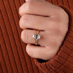 Floating Split Shank Old Mine Cut Elongated Cushion Lab Diamond Engagement Half Bezel Ring