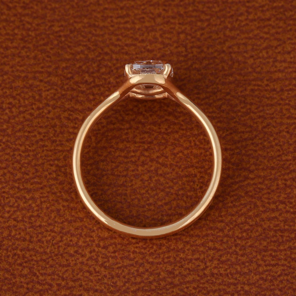 Floating Split Shank Old Mine Cut Elongated Cushion Lab Diamond Engagement Half Bezel Ring