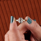 Floating Split Shank Old Mine Cut Elongated Cushion Lab Diamond Engagement Half Bezel Ring