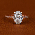 3.18 Carat Oval Lab Grown Diamond Engagement Ring: Hidden Halo, Certified Diamond Ring