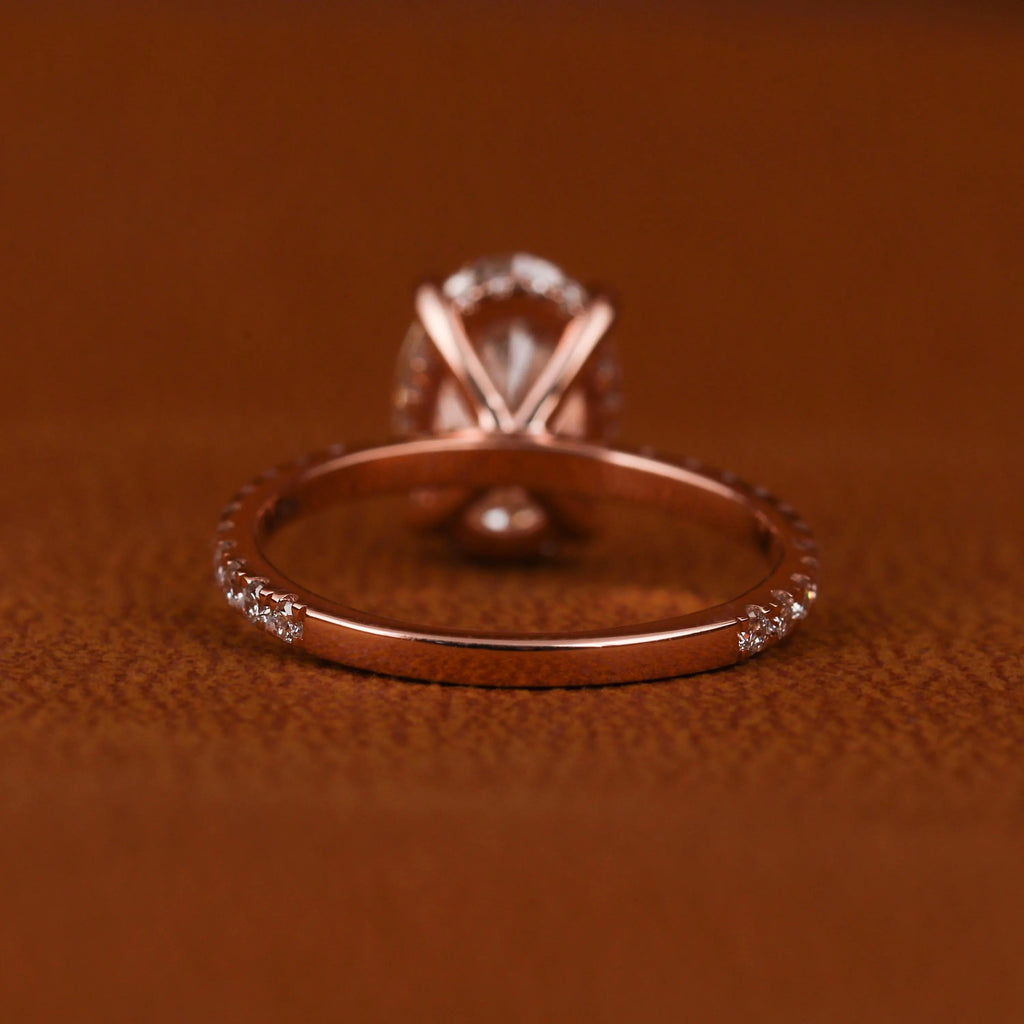 3.18 Carat Oval Lab Grown Diamond Engagement Ring: Hidden Halo, Certified Diamond Ring