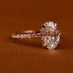 3.18 Carat Oval Lab Grown Diamond Engagement Ring: Hidden Halo, Certified Diamond Ring