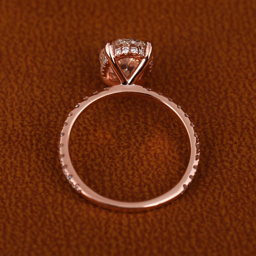 3.18 Carat Oval Lab Grown Diamond Engagement Ring: Hidden Halo, Certified Diamond Ring