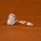 3 CT Oval Lab Grown Diamond Engagement Ring: Hidden Halo, Two-Tone Solid Gold