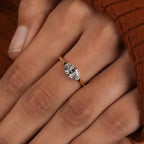 Marquise Lab Diamond Solitaire Ring_ Solid Gold East-west Setting Ring