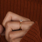 Marquise Lab Diamond Solitaire Ring_ Solid Gold East-west Setting Ring