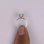 Certified Oval Lab Grown Diamond Engagement Ring: Hidden Halo Pave Band
