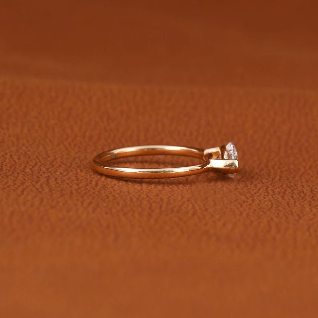Marquise Lab Diamond Solitaire Ring_ Solid Gold East-west Setting Ring