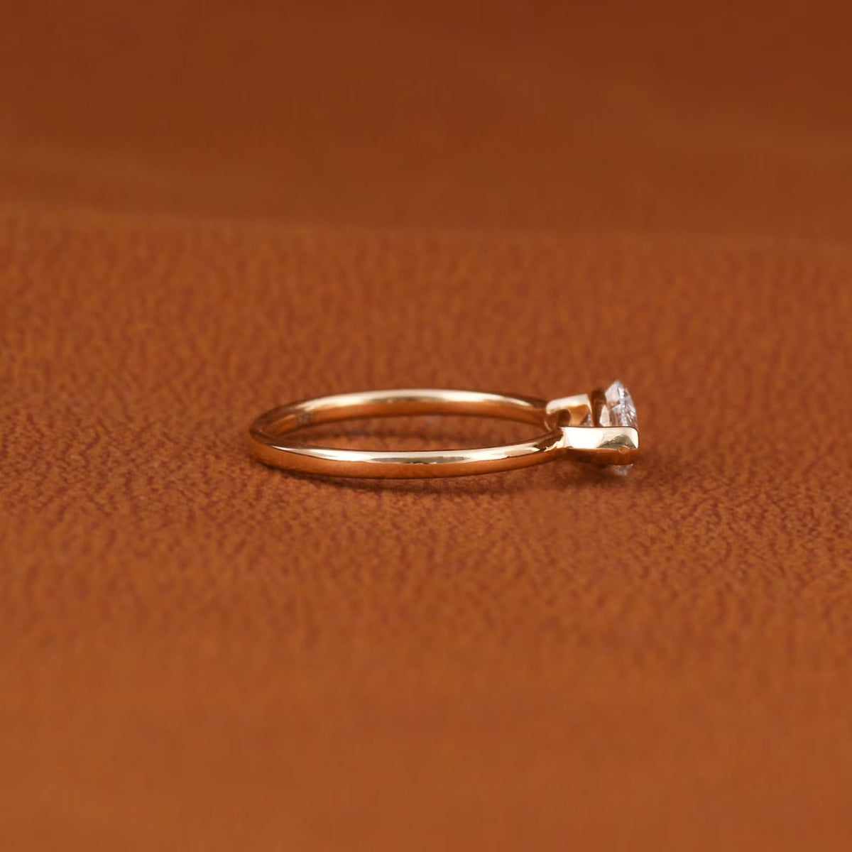 Marquise Lab Diamond Solitaire Ring_ Solid Gold East-west Setting Ring