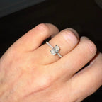 Certified Oval Lab Grown Diamond Engagement Ring: Hidden Halo Pave Band