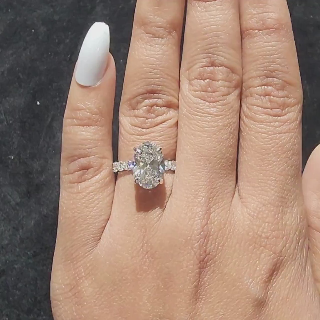 Oval Lab Grown Diamond Engagement Ring: Hidden Halo Certified Rings